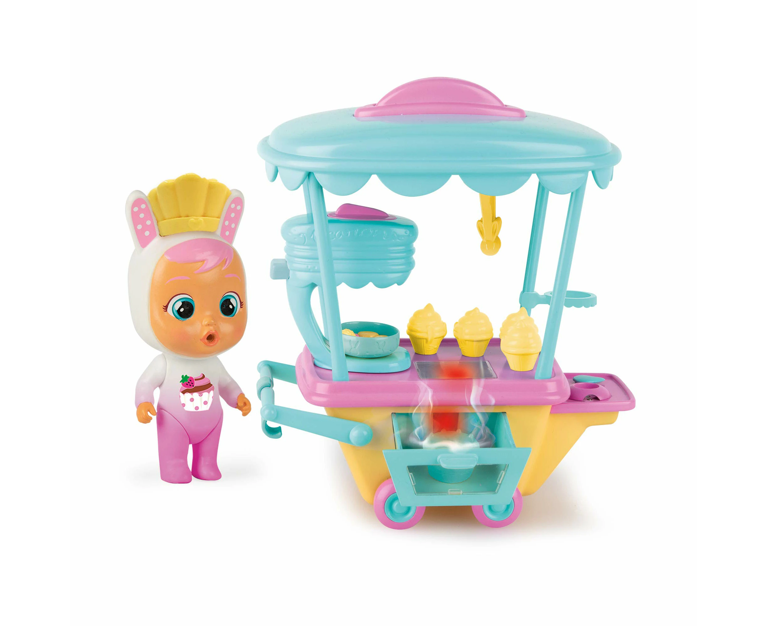 Cry Babies Magic Tears 80867 Coneys Pastry Trolley Playset Variety Doll, Multicoloured, Standard Size