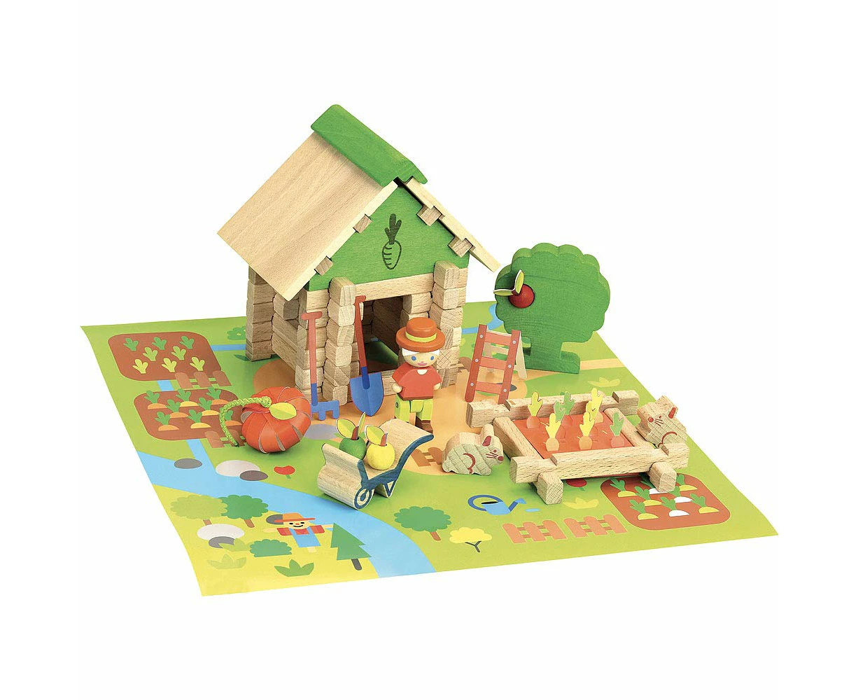 Jeujura Wooden Construction Set, 50 Pieces - La Maison du Jardinier, For Ages 5 and Up