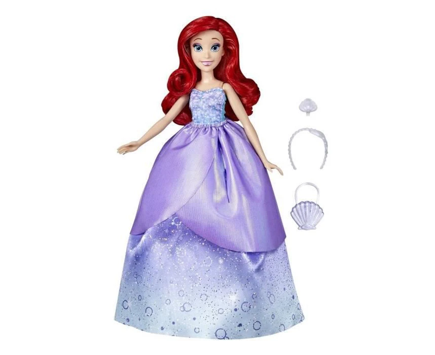 Hasbro Disney Prinzessin F4624 Disney Princesses Life Doll Model Ariel, 10 Outfit Combinations, Toy for Children 3 Years and Above, Multicolored