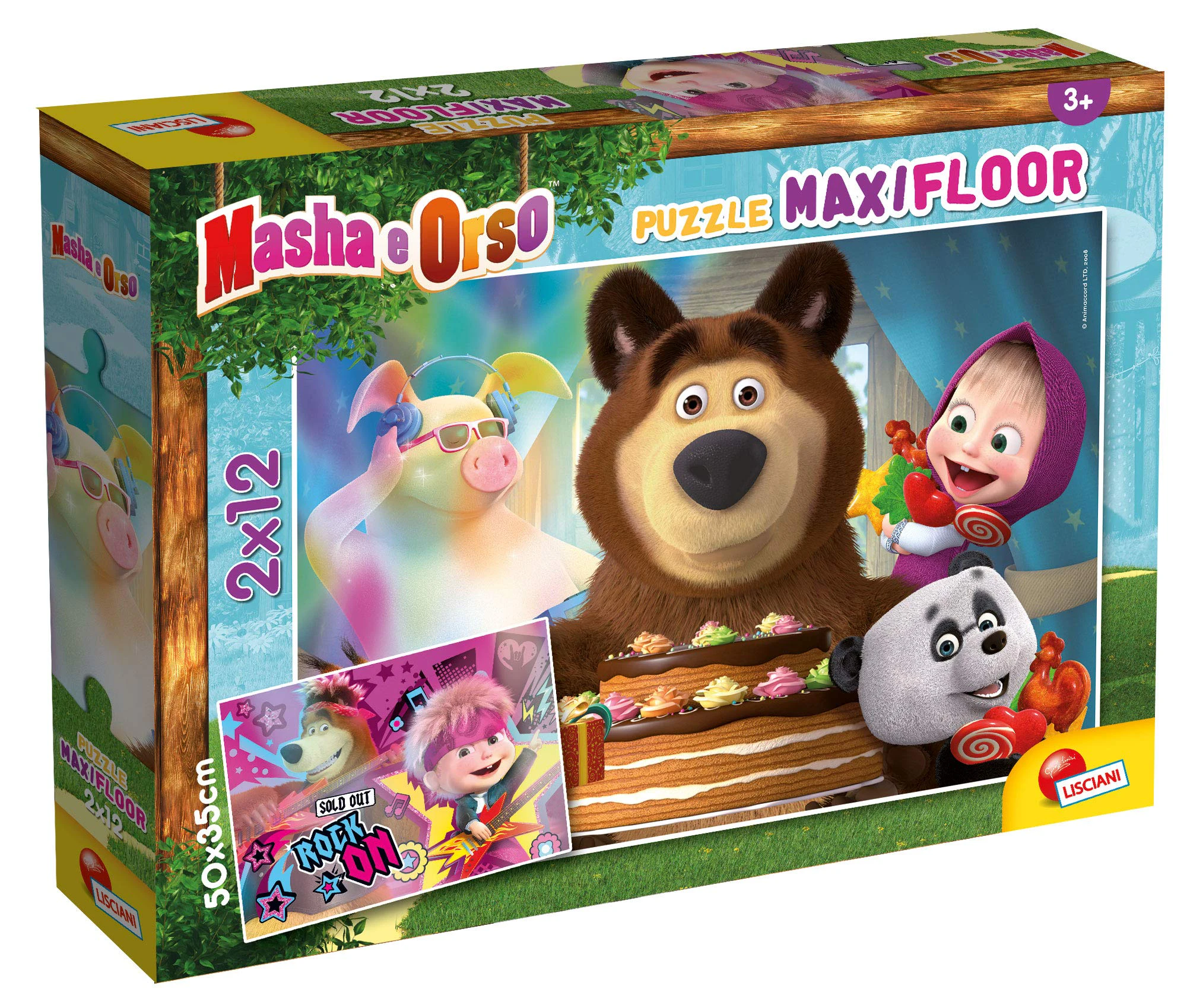 Liscianigiochi 86115 Puzzle Maxifloor 2 x 12-Facciamo Festa Masha And The Bear Kids, Single, Multi-Coloured