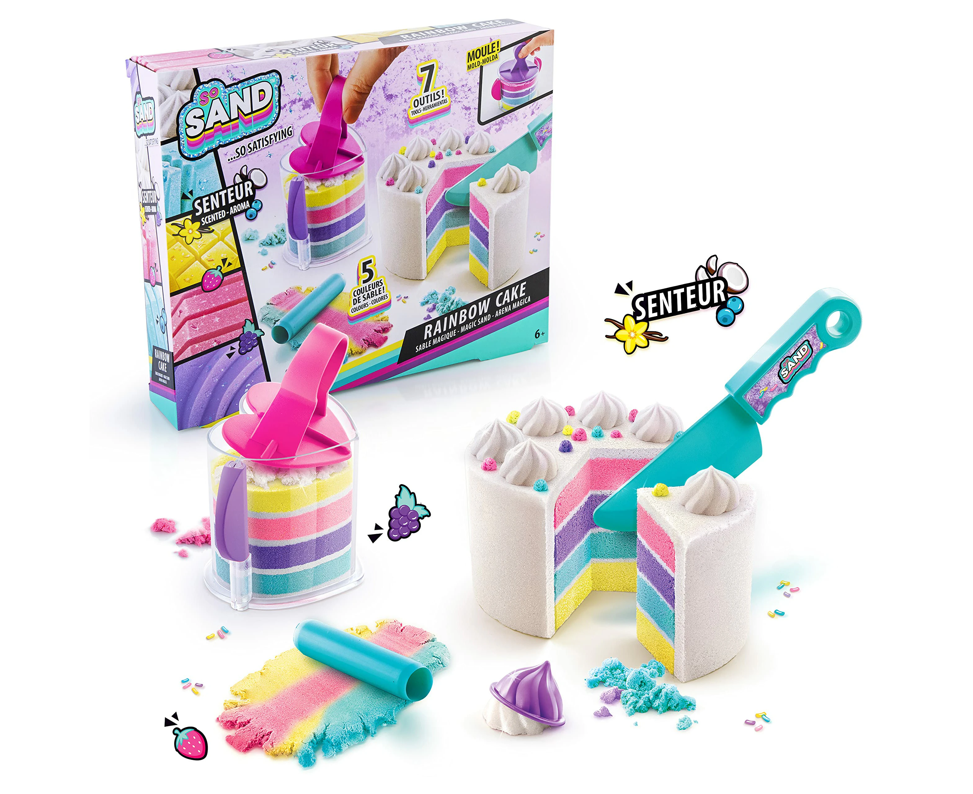 Canal Toys - So Sand DIY Magic Sand Kit - Rainbow Cake-Rainbow Cake-SDD 036, 033, Multi-Coloured