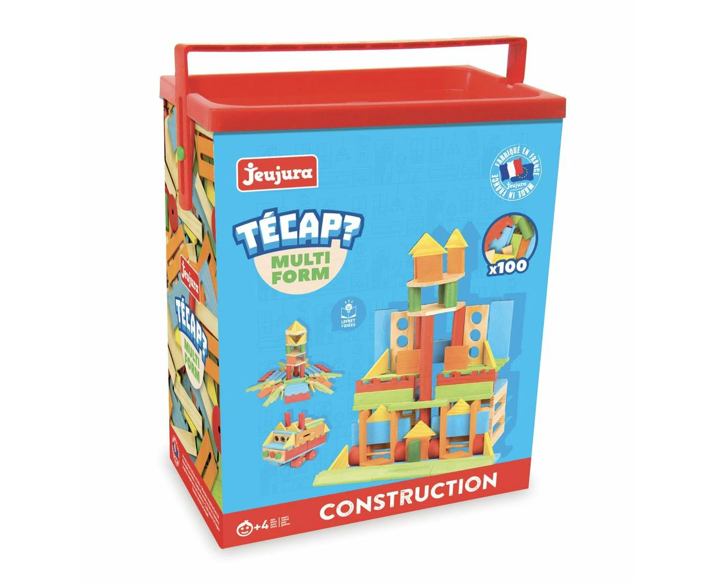 Jeujura JeujuraJ8344 Baril de Planchettes 100 Pieces Tecap Multiform, Multi-Color, Norme