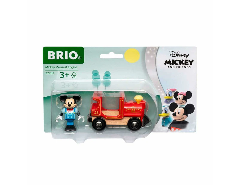 BRIO World Disney Mickey Mouse And Engine Train Toy For Kids Age 3 Years Up - Wooden Railway Accessories and Add Ons