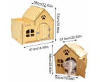 Outdoor Wooden Dog Cat House Villa Style Pet Shelter Weatherproof for Garden