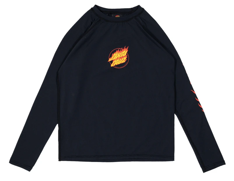 Santa Cruz Rash Guard L/S Flame Dot Black