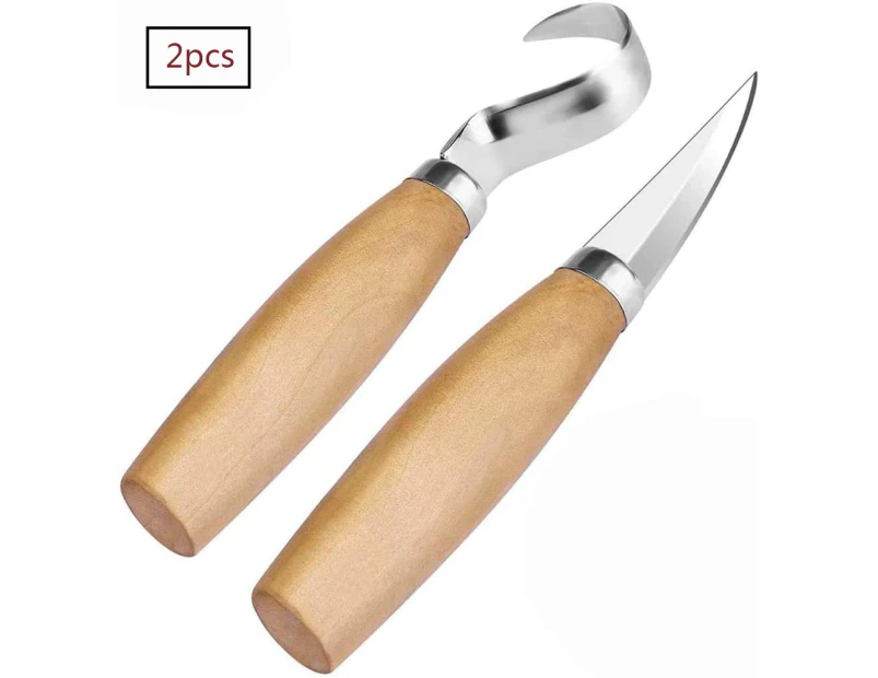 Carving Knife, Tool Chip Carving Knife Paring Knife with Knife Sleeve + Hook Knife, Wood Carving Kit for Spoon Bowl Cup Woodworking