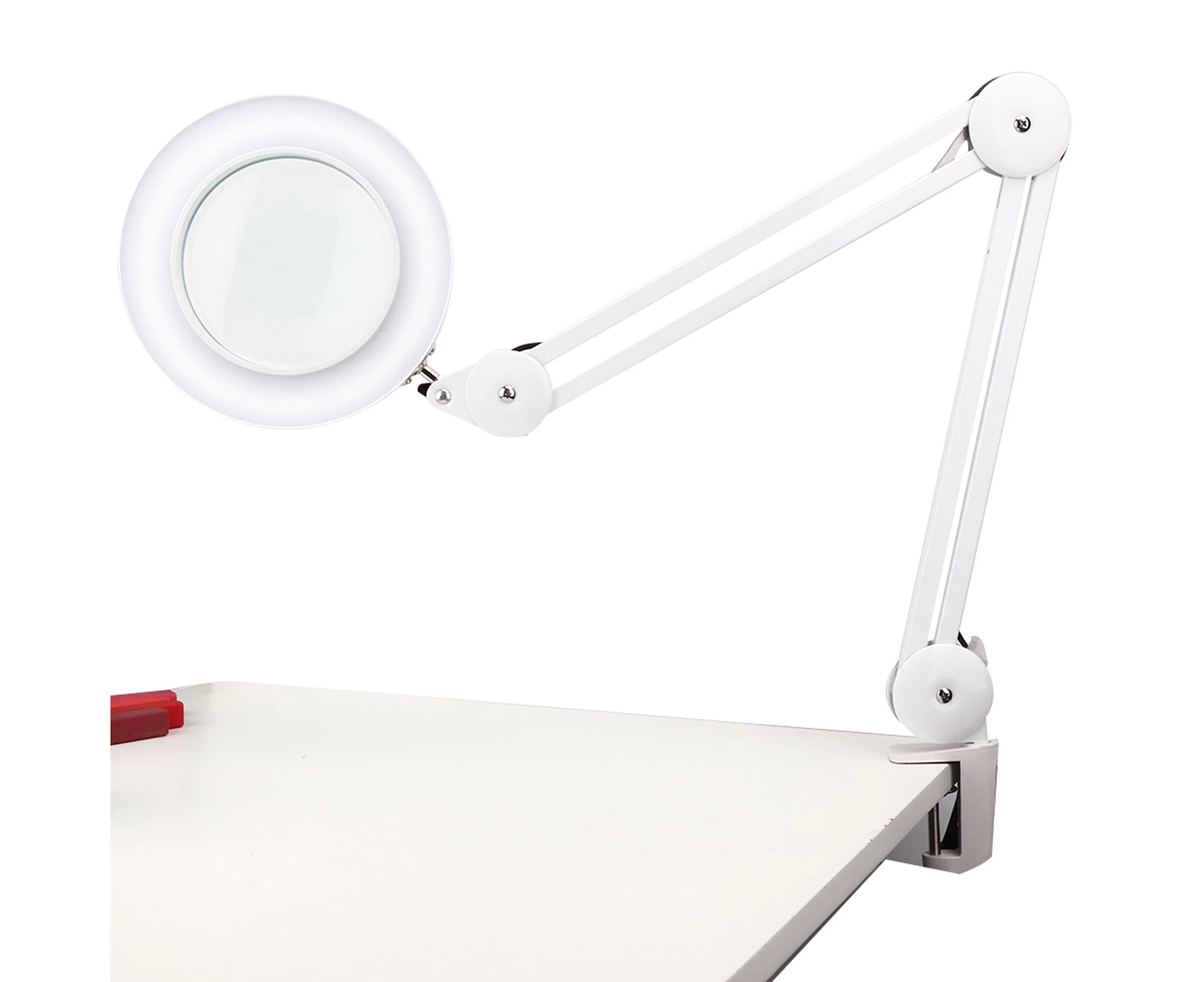 Foldable Clip On Magnifier Lamp Tattoo USB 5X Magnifying Glass Led Ring Lamp(White )