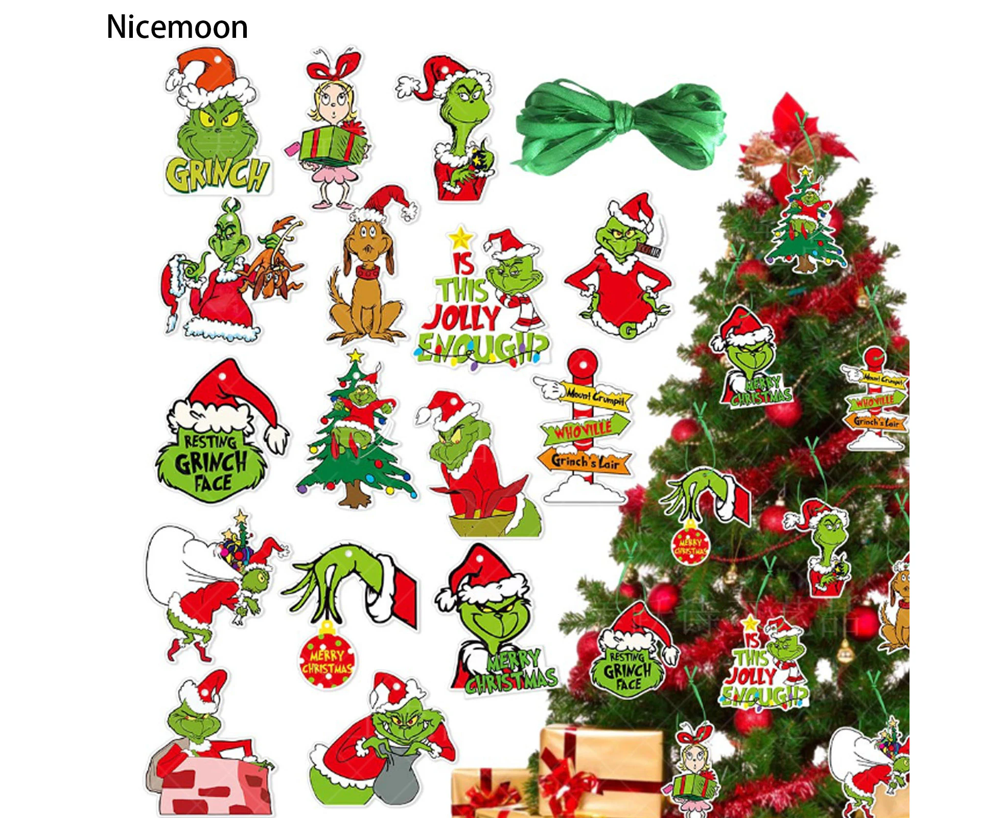 64 Piece Merry Christmas Ornaments Tree Hanging Decoration Figure Pendant