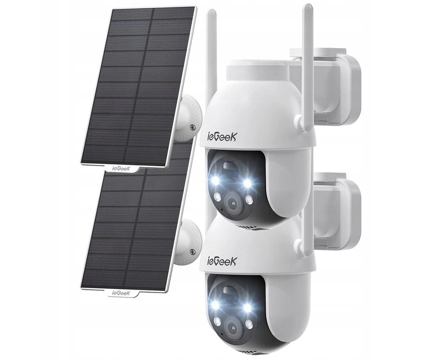 2pack Security Cameras Wireless Outdoor, 2K Solar WiFi Camera for Home Security System, Battery Powered Surveillance Cam with Solar Panel