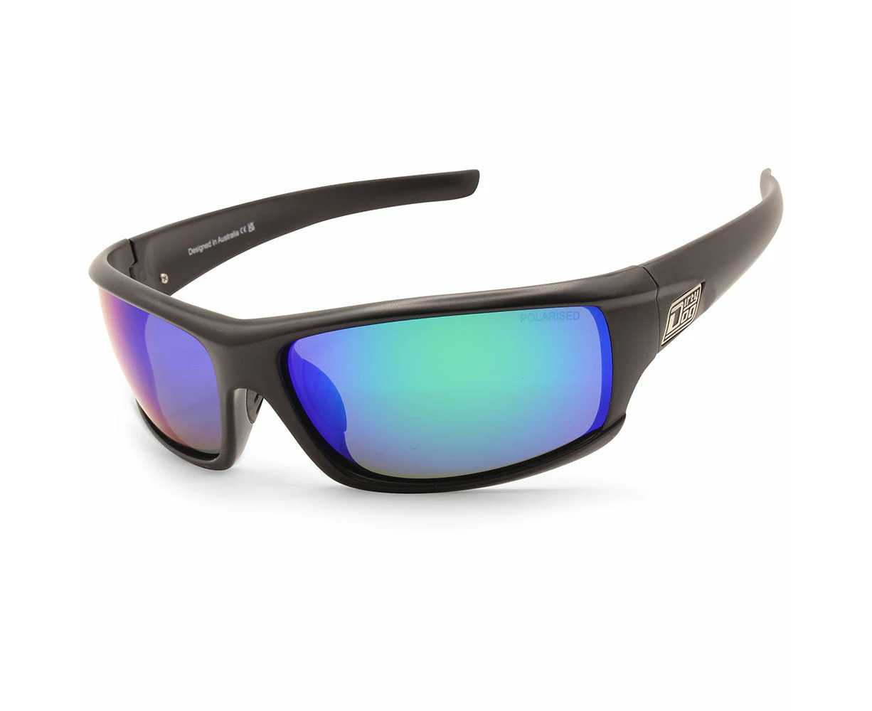 Dirty Dog Clank Satin Black/green Mirror Polarised Men's Sports Sunglasses 53443