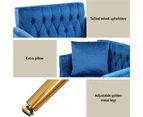 Artiss Armchair Ottoman Accent Chair Pillow Velvet Blue