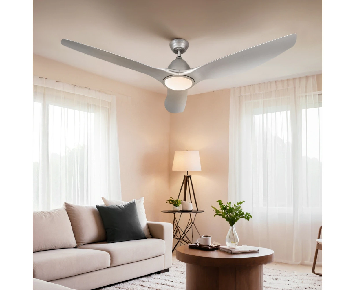 Devanti 64 Inch Ceiling Fan DC Motor w/Light w/Remote - Silver