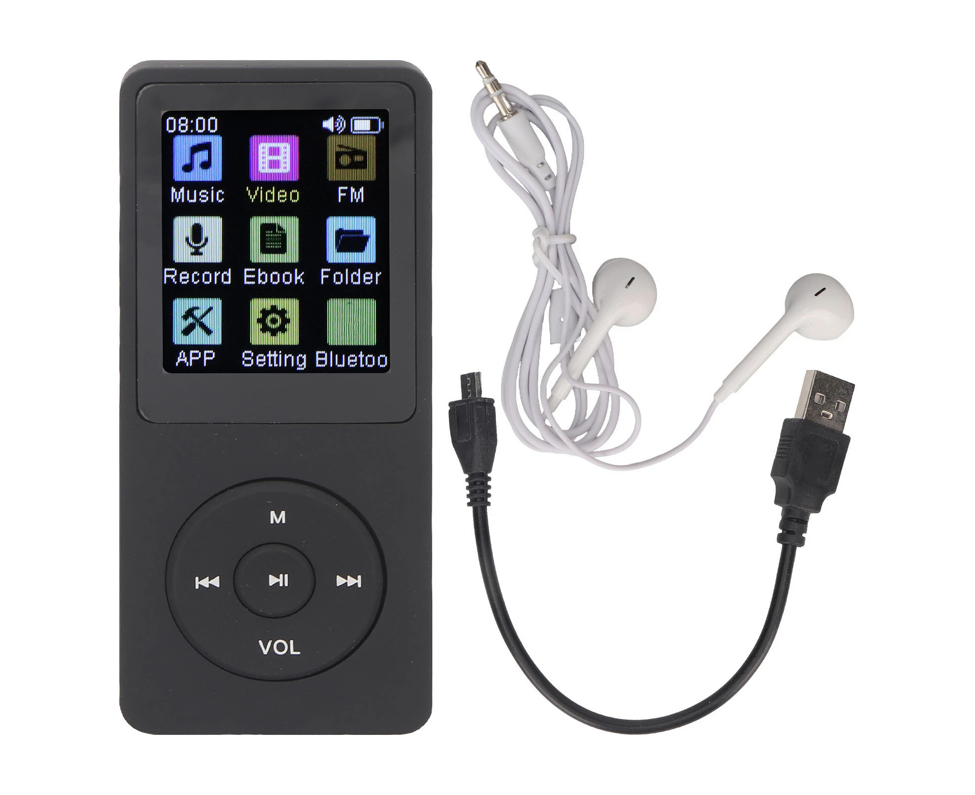 Bluetooth MP3 Player 1.8 Inch Color Display Built in Speaker Electronic Book Reader Recorder Pocket Music Player