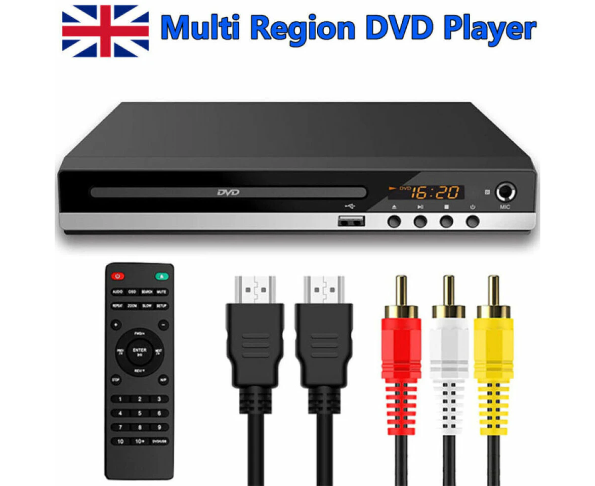 DVD Player Region Free with Remote Control USB Multi Region & HDMI/AV Cable UK;Region Free 1080p DVD Player with Remote & HDMI/AV Cable--Remote Control