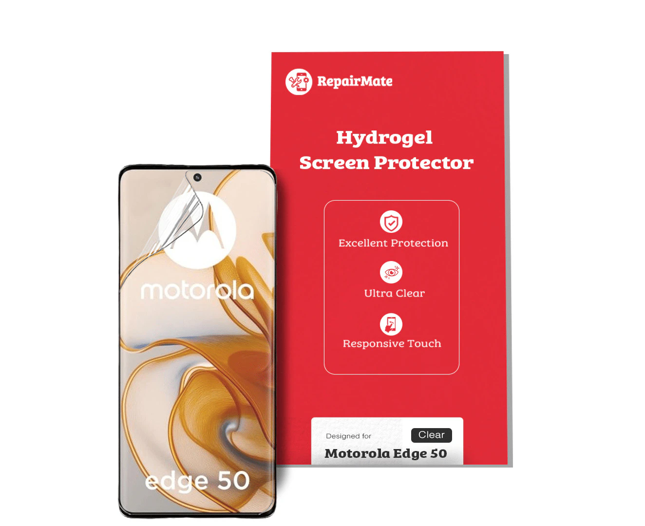 Motorola Edge 50 Compatible Premium Hydrogel Screen Protector With Full Coverage Ultra HD - [2X Front] Protector