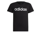 Adidas Youth Girls' Essentials Linear Logo Slim Fit Tee / T-Shirt / Tshirt - Black