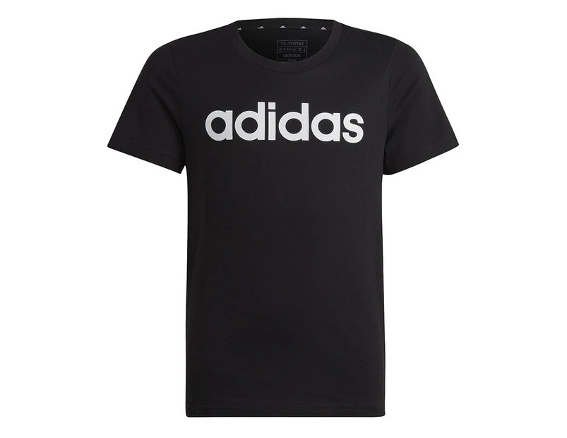 Adidas Youth Girls' Essentials Linear Logo Slim Fit Tee / T-Shirt / Tshirt - Black