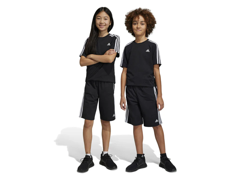 Adidas Youth Essentials 3-Stripes Knit Shorts - Black