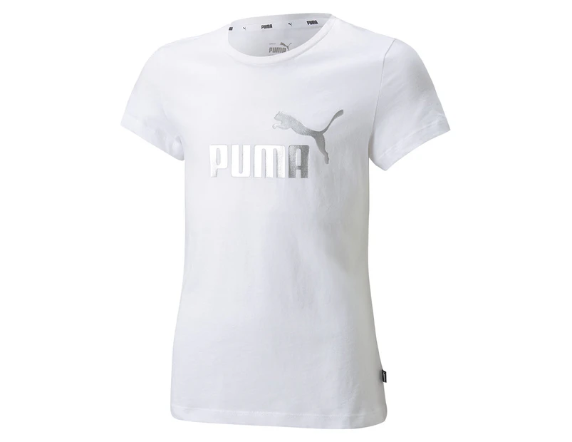 Puma Youth Girls' Essentials+ Logo Tee / T-Shirt / Tshirt - Puma White