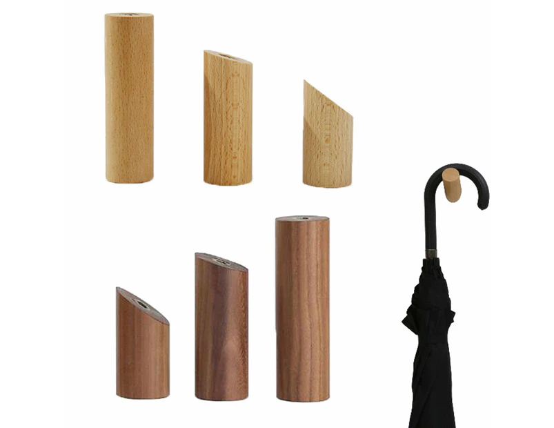 6Pcs Wooden Wall-Mount Hooks Hat Jacket Coat Storage Hanger Hallway Home Decor