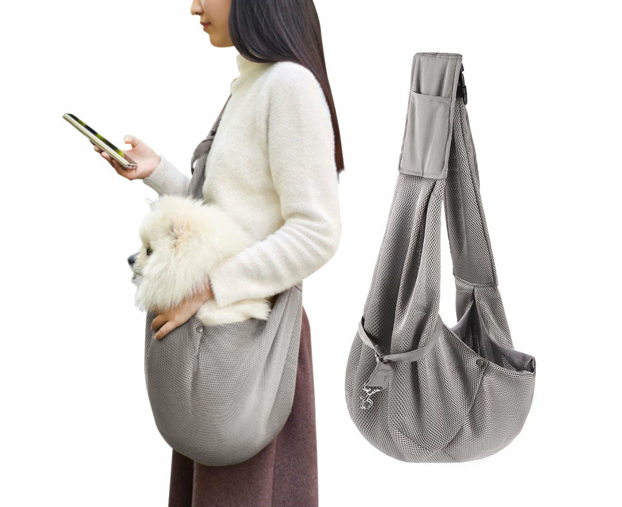 Adjustable Pet Dog Carrier Sling Bag Breathable Mesh Puppy Cat Carrier Gray