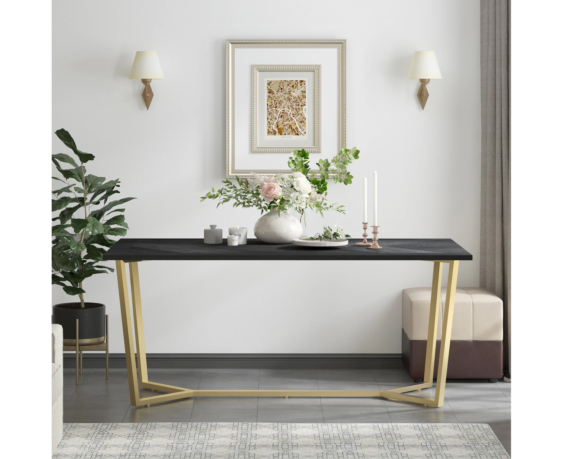 Cosmoliving Dining Table Herringbone 6 Seater Dining Table