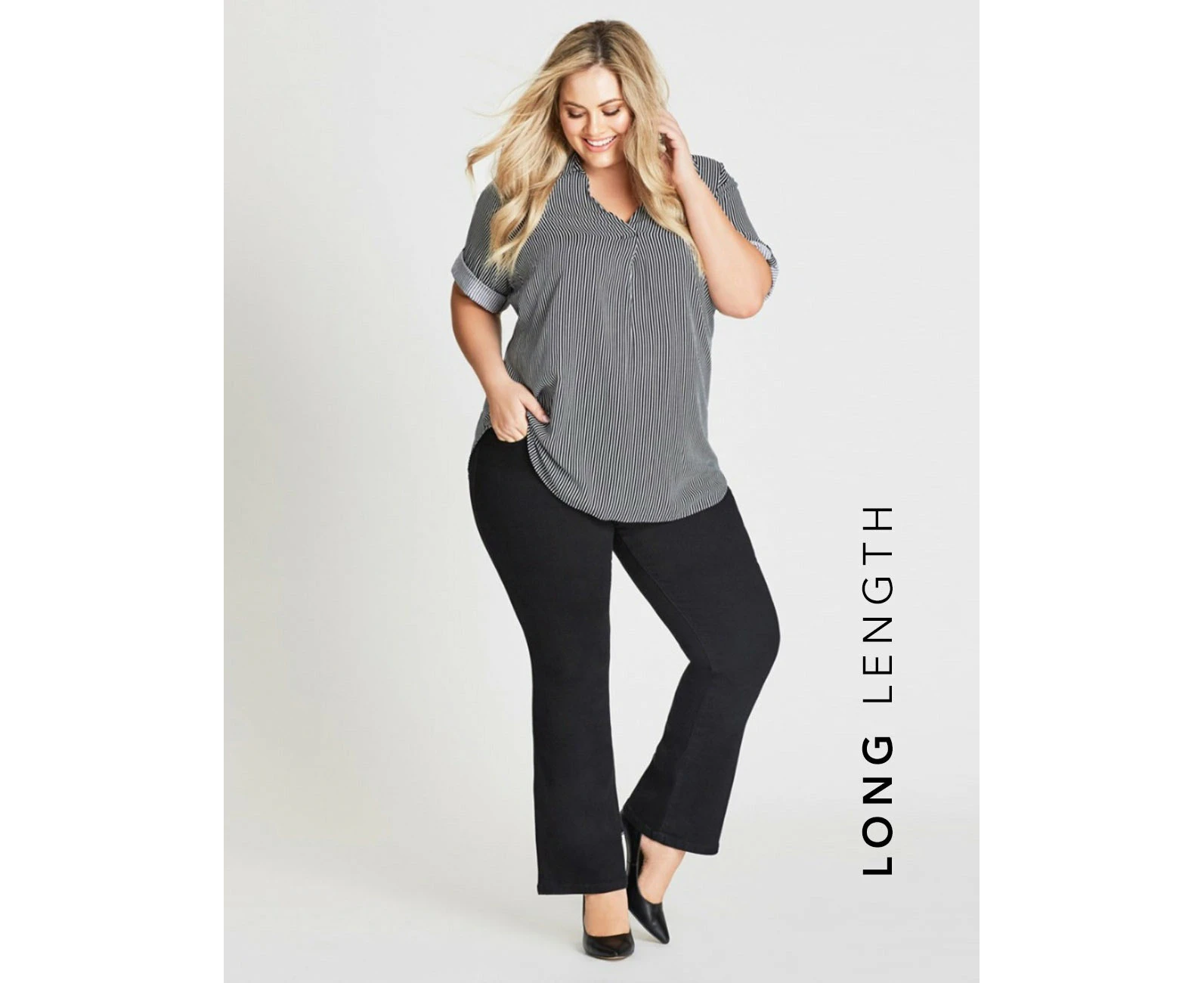 AUTOGRAPH - Plus Size - Womens Jeans - Black Bootleg - Solid Pants - Work Wear - All Season - Full Length Trousers - Casual Fashion - Office Clothes