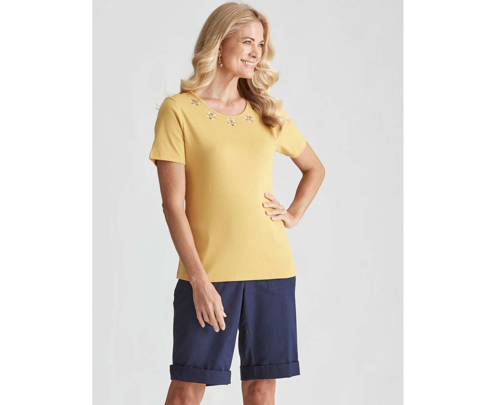 NONI B - Womens Tops - Short Sleeve Rib T-Shirt