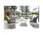 Hugo 2+1+1 Seater Outdoor Aluminium and Rope Lounge Set with Coffee Table - Outdoor Aluminium Lounges - White