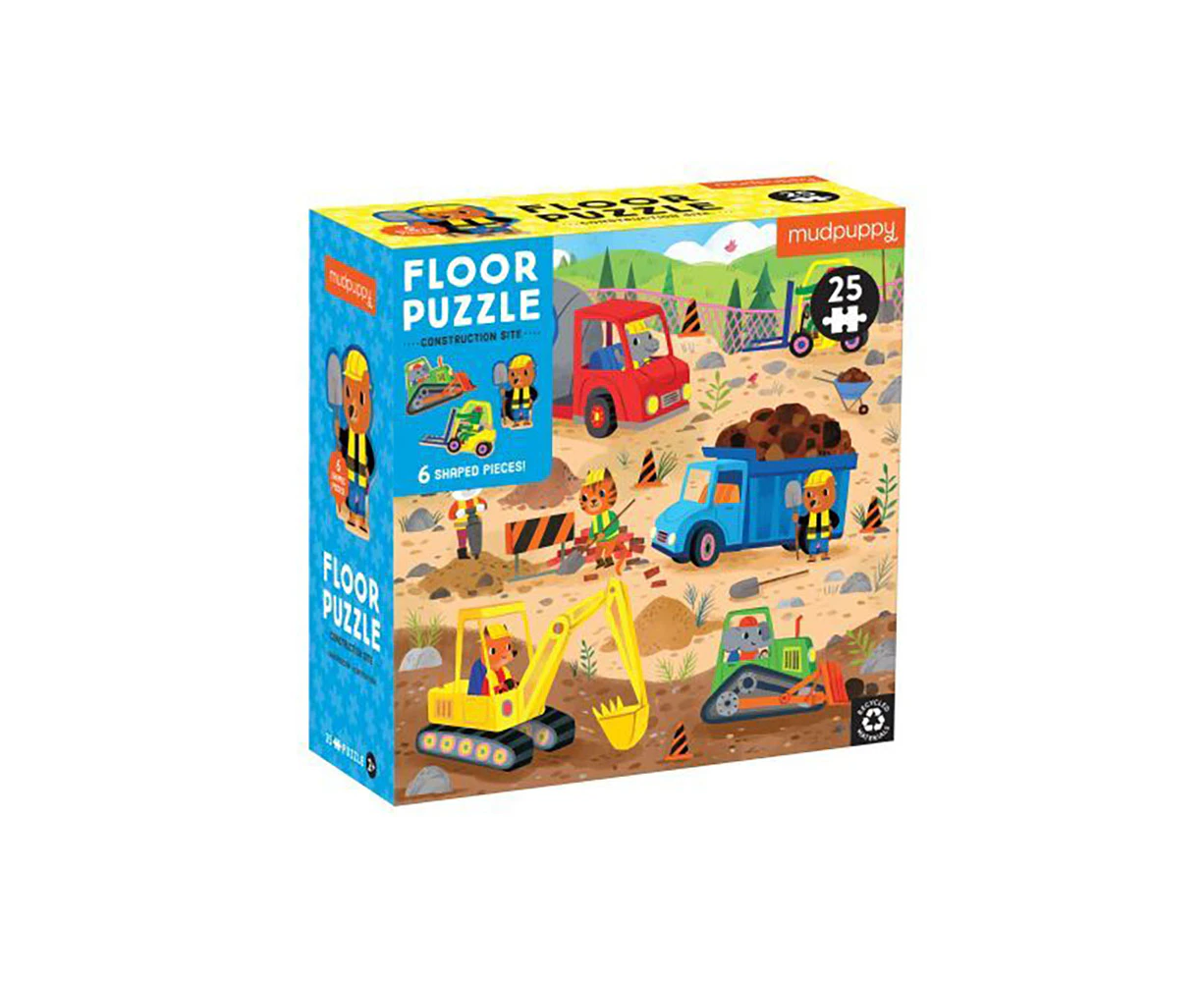 25pc Mudpuppy Floor Jigsaw Puzzle 56x56cm Construction Site Kids Game 2y+