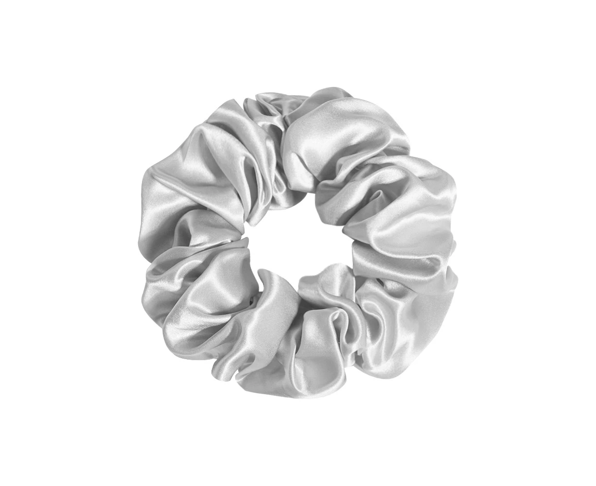 QIYUE 22 mm 5cm Natural 100% Pure Mulberry Silk Scrunchies For Women (Grey)