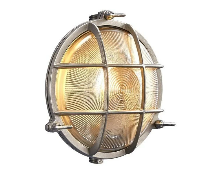 Polperro Outdoor Wall Light in Brass or Nickel - Nickel