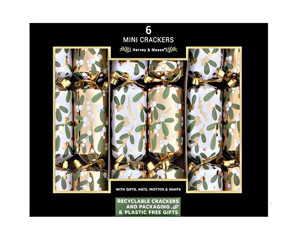 Mini Mistletoe Christmas Crackers  6pk