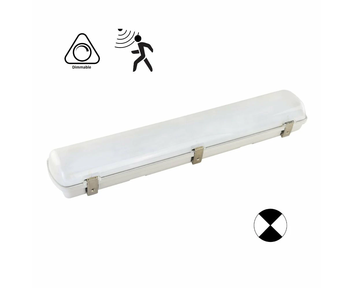 Domus HYDRO-60-EM - 7.5W/15W LED Tri-Colour 600mm Emergency Weatherproof Batten IP65 with Optional Sensor - Dimmable Sensor