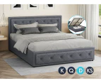 ALFORDSON Bed Frame Queen Double King Single Full Size Gas Lift Storage Base Fabric Grey