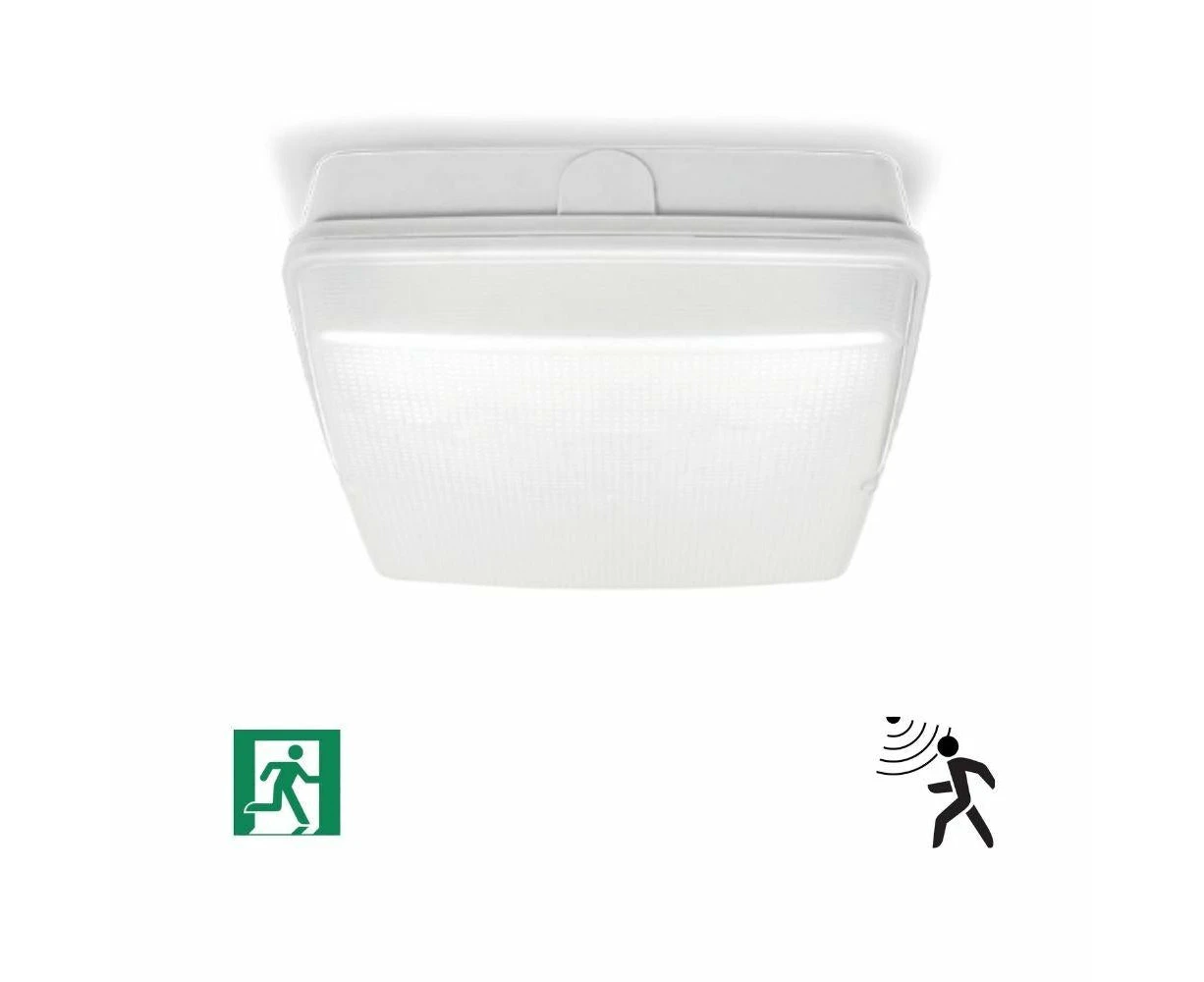 Ektor QUADRO-EV-5812-EM - 17W-27W LED Emergency Tricolour Bunker Ceiling Light With Sensor IP65