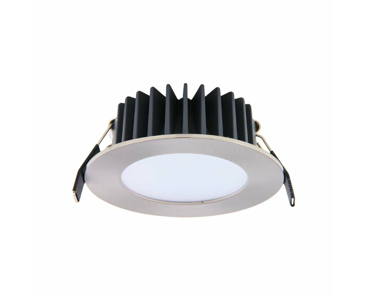 Lummax DL9012 - 12W LED Dimmable Round Flat Face Downlight IP44 - Satin Chrome / 4000K