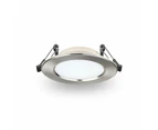 Atom AT9034 TRI - 12W LED Tri-Colour Dimmable Flat Face Downlight IP44 - 3000K/4000K/5700K - Satin Chrome