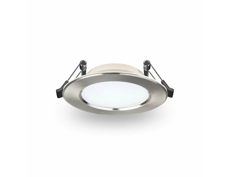 Atom AT9034 TRI - 12W LED Tri-Colour Dimmable Flat Face Downlight IP44 - 3000K/4000K/5700K - Satin Chrome