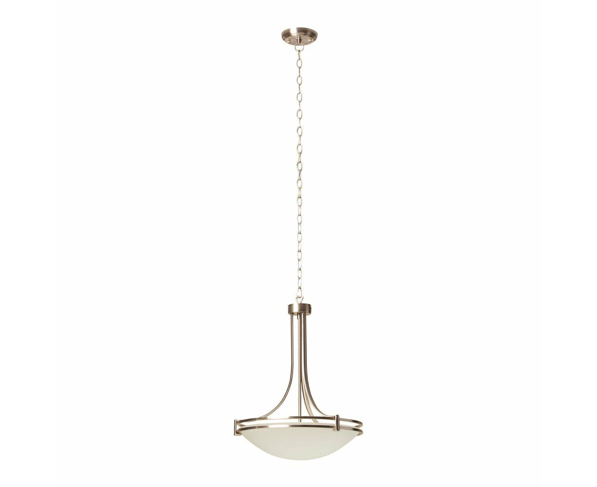 Lummax SIM-40-PDT-SCH - 40cm 3xB22 Bowl Glass Pendant Satin Chrome