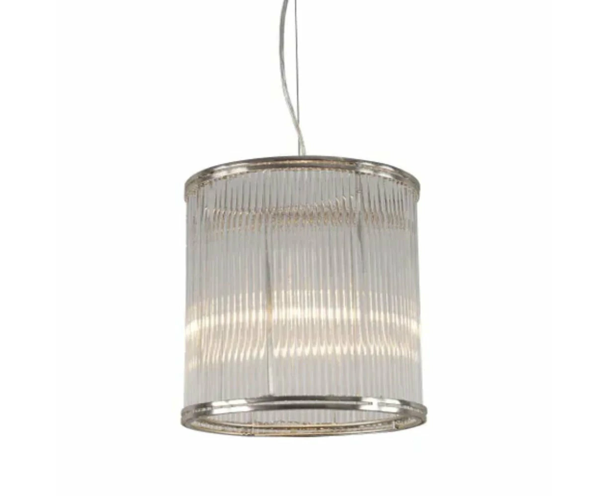 Belle Denzel Iron/Glass Ceiling Pendant Light Hanging Lamp Medium 25cm Nickel