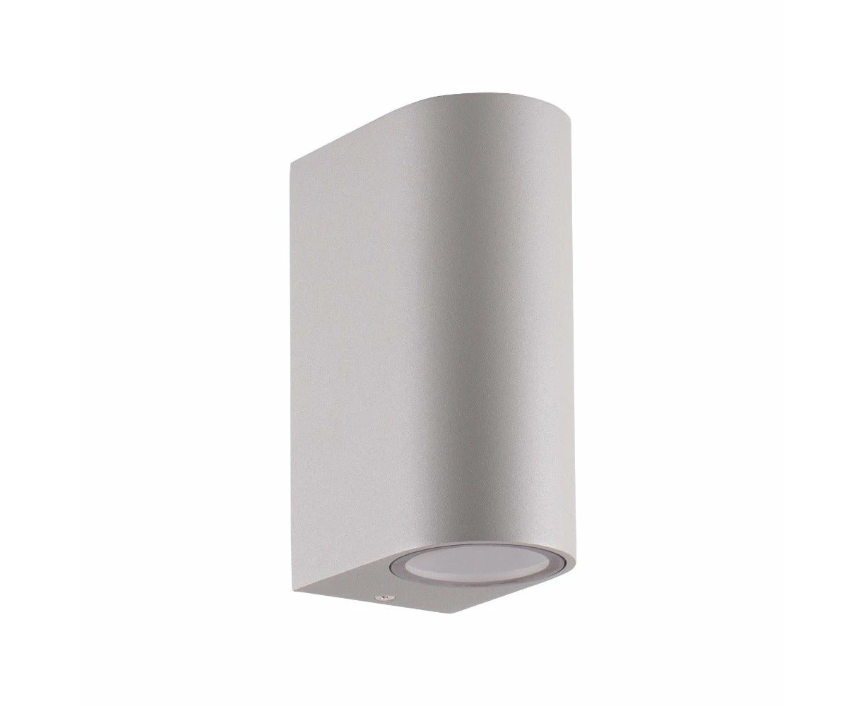 Lummax LM-9274 - 2XGU10 Modern Round Exterior Up/Down Wall Light IP44 - Silver