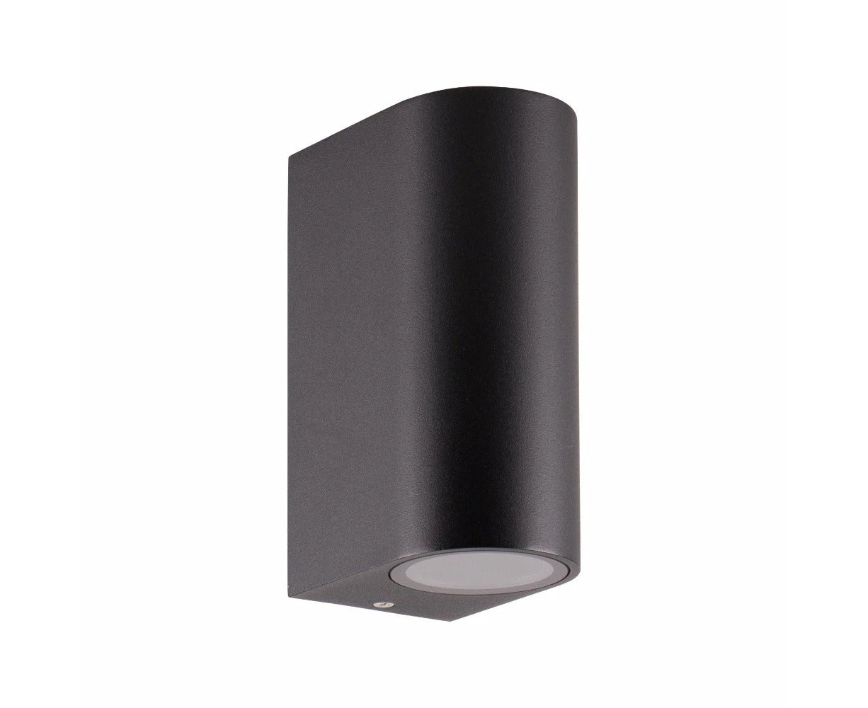 Lummax LM-9274 - 2XGU10 Modern Round Exterior Up/Down Wall Light IP44 - Black