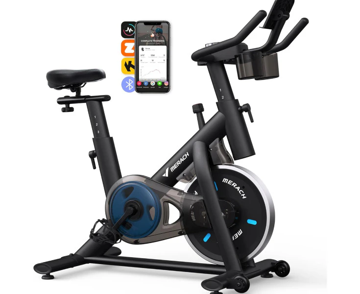 MERACH Exercise Bike, Brake Pad/Magnetic Stationary Bike, Low Noise Indoor Cycling Bike with 270lbs Weight Capacity