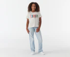 Champion Youth Sports Graphic Boxy Tee / T-Shirt / Tshirt - Cream/Multi