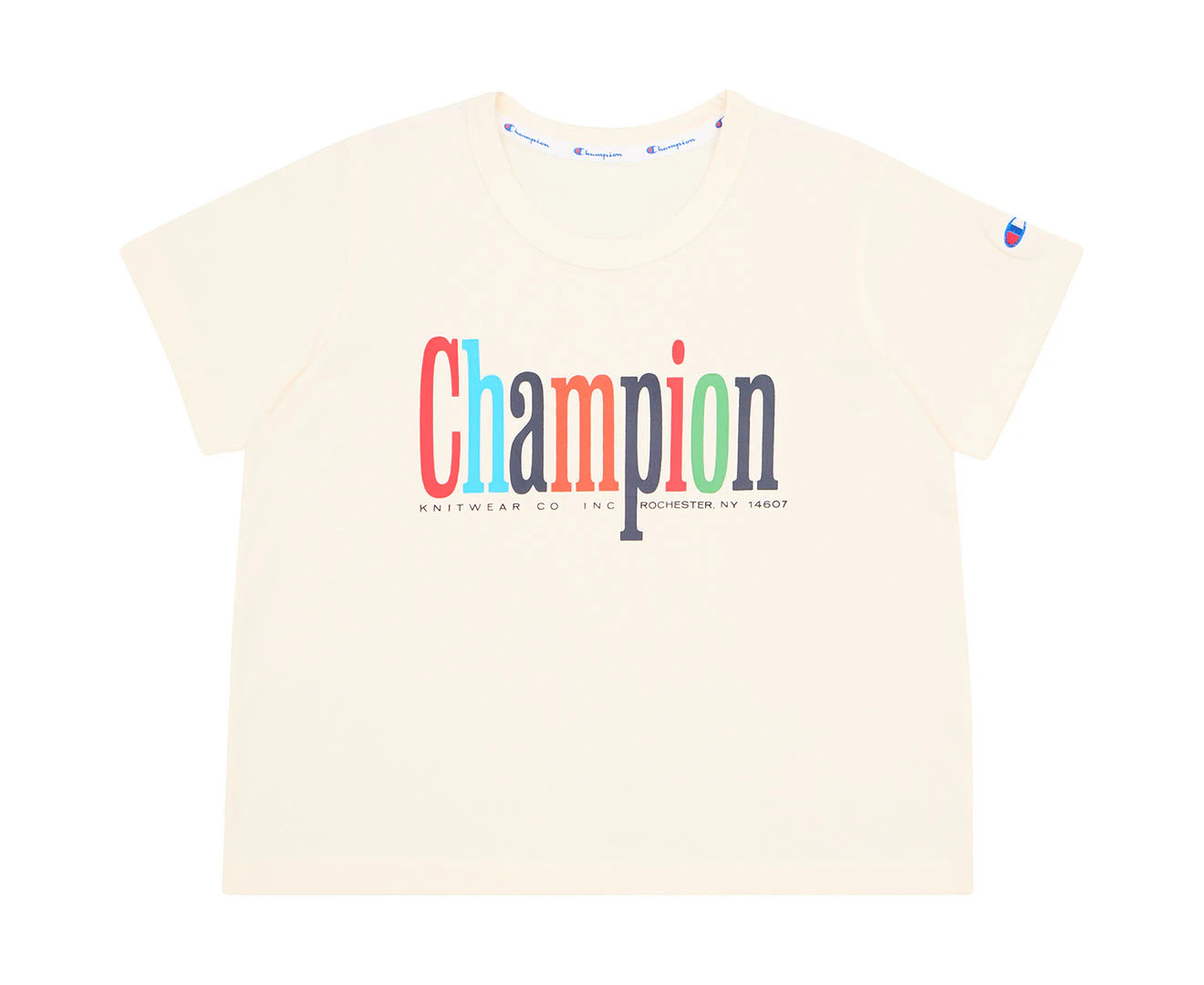 Champion Youth Sports Graphic Boxy Tee / T-Shirt / Tshirt - Cream/Multi