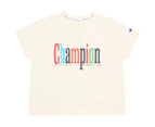 Champion Youth Girls' Sports Graphic Boxy Tee / T-Shirt / Tshirt - Cream/Multi