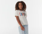 Champion Youth Sports Graphic Boxy Tee / T-Shirt / Tshirt - Cream/Multi