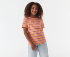 Champion Youth Stripe Short Sleeve Tee / T-Shirt / Tshirt - Orange/Multi