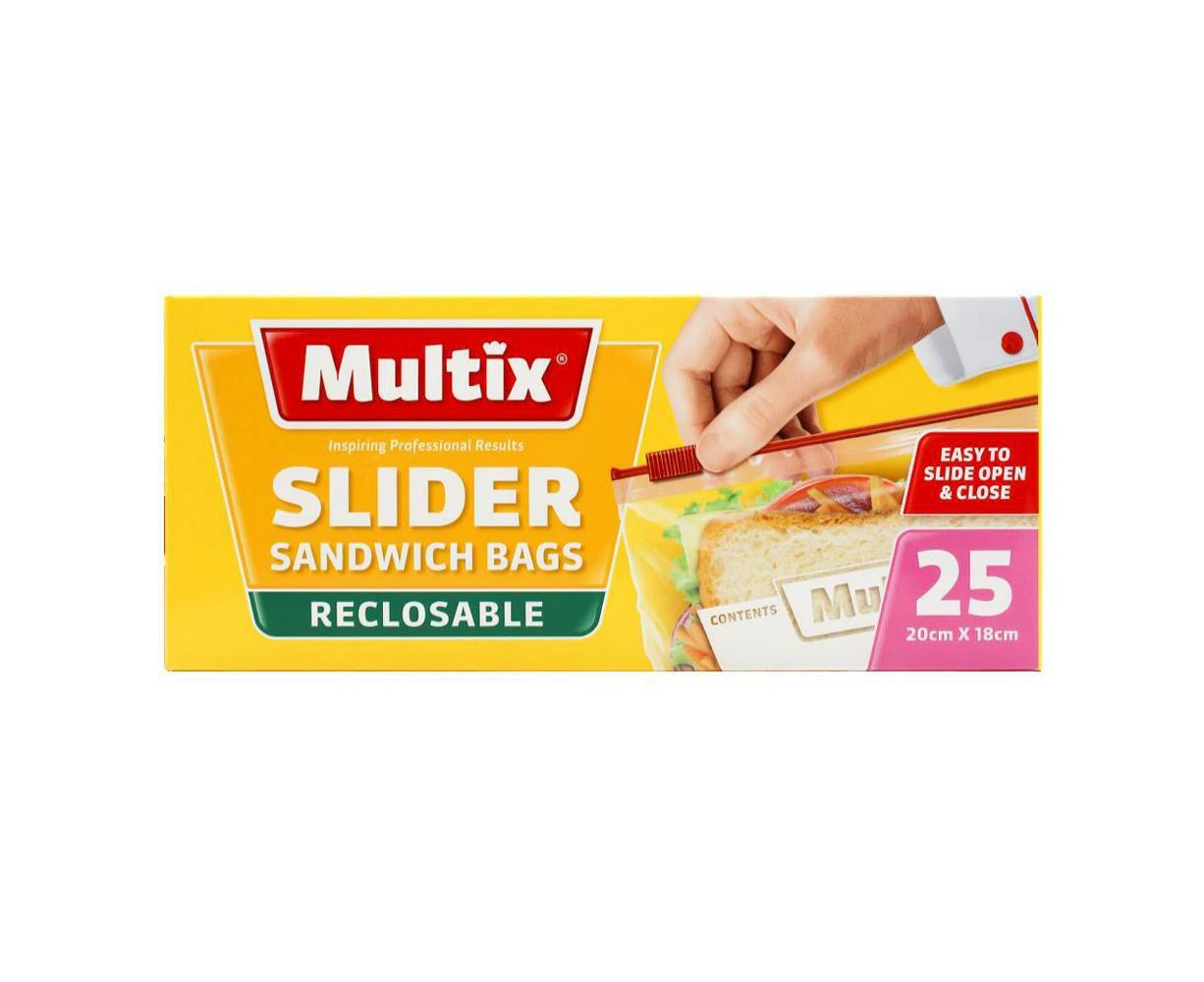 Multix Slider Sandwich Bags Reclosable - 20cm x 18cm Pack of 25's